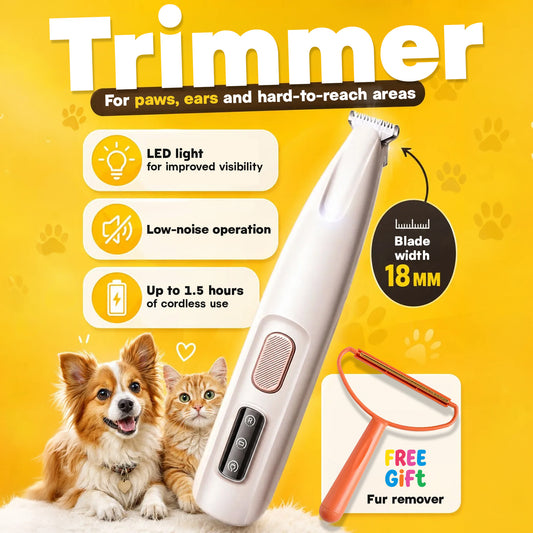 PawClean Pro cordless pet paw trimmer with LED light